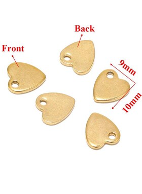 20pcs Stainless Steel Small Flat Heart Pendant Charms for DI