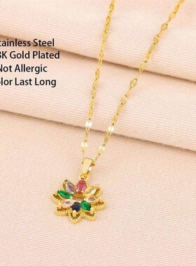 New In Fashion 7 Colors Zircon Crystal Flower Pendant