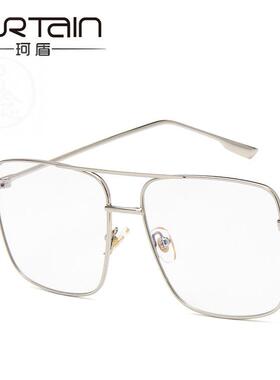 。Large square metal flat lens RETRO art polygonal spectacle