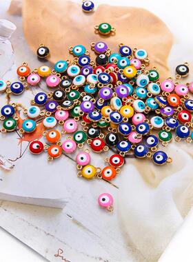 10Pcs 6mm 8mm Mix Color Evil Eye Earring Alloy Connectors Ch