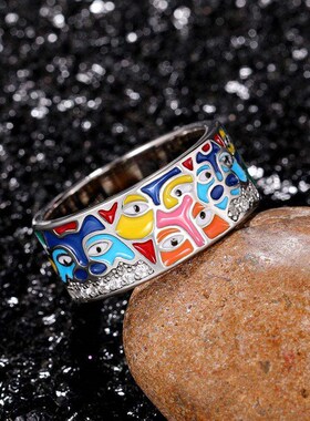 2023 New Rings For Women White CZ Handmade Enamel Lovely Cat