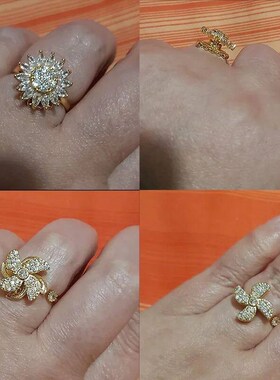 Fashion Crystal Sunflower Rings For Women Rotatable Anti Sre