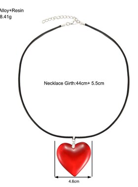 Red glass heart pendant necklaces women 红色玻璃心形吊坠项链