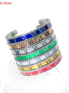 Classic Brand Enamel Bangles For Women Roman Numbers Bracele