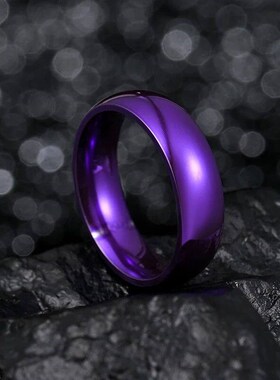Simple 6/8mm Stainless Steel Wedding Rings Purple Smooth Wom