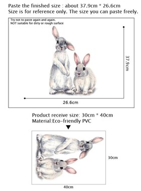 Two Cute Rabbits Wall Sticker Childrens Kids Room Home Deco
