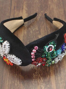 New Green Padded Headdress Flower Hair Band Luxury Baroque R