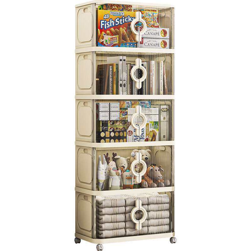 25年新款收纳柜家用底部滑轮透明可视加厚PP双拉门置物柜储物柜,淘宝优惠券,粉丝福利购,淘宝优惠卷