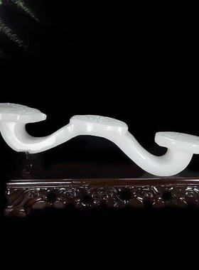 白玉如意摆件天然阿富汗家居开业装饰乔迁客厅玄关玉如意玉石摆件