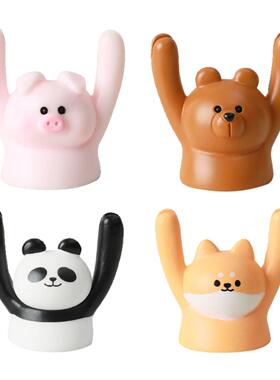 微景观创意举手小动物可爱留言夹办公桌面摆设汽车装饰品名片夹