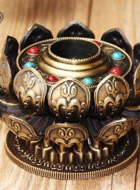 手摇底座藏族用品莲花合金藏传用品底座3色可选