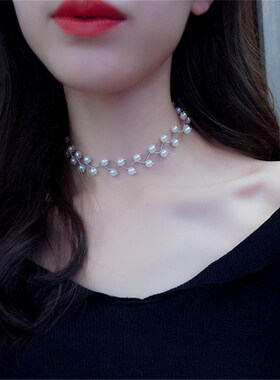 Wus 2023 Imitation Pearl Clavicle Chain Neckband Simple Sho