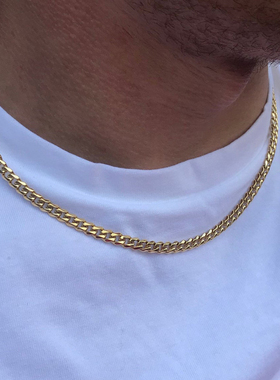 less Steel Figaro Cuban Chain Necklace For Men Women Jewelry