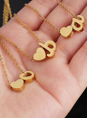 Mirror Stainless Steel Heart AZ Lowercase English Letters Eu