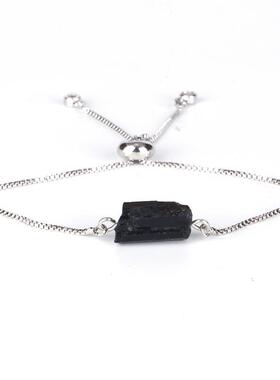 Natutal Raw Rough Black Tourmaline Beads 6mm Round Hematite