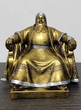 苏鲁锭摆件苏力德成吉思汗坐像装饰品战旗蒙古特色树脂装饰工艺品