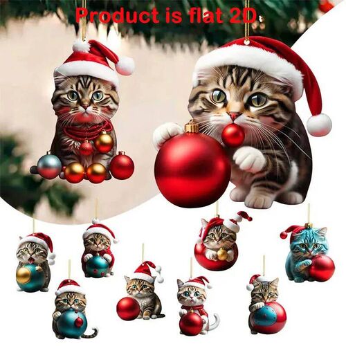 Cartoon Cute Cat 2023 Christmas Ornaments Hanging Decoration - 图1