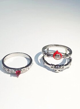 Boho Silver Color Heart CZ Crystal Wedding Rings for Women M