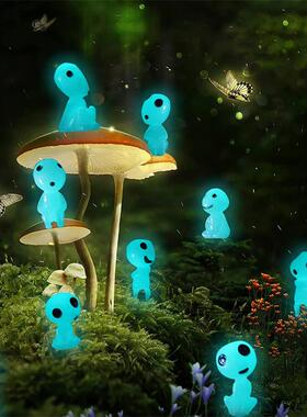 10Pcs Blue Luminous ree Spirits Micro Landscape Figure Ornam