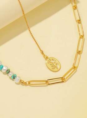 Fashion personality ins wind double layer pearl crushed ston
