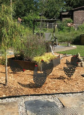 亚克力Chicken Yard Art创意花园摆放鸡家庭仿真小摆件草坪装饰