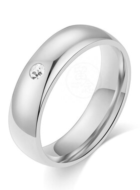-Ins personality simple stainless steel diamond ring 5mm men