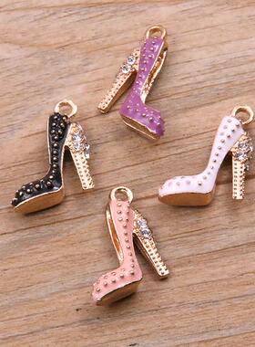 4Pcs 14*18mm Four Color Alloy Metal Drop Oil High Heels Char