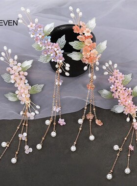 Handmade Mini Flower Hairpins Purple/Pink/Orange/White Flora