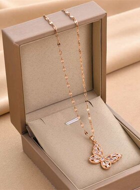 Temperament butterfly clavicle chain micro-inlaid zircon pen