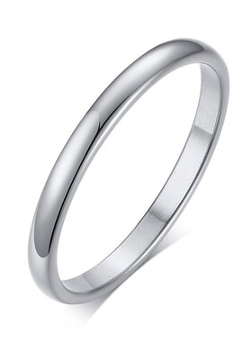 2MM Thin Classic Dome Ring Stainless Steel Wedding Band for
