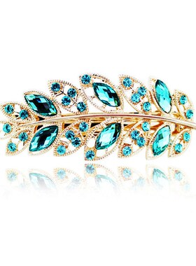 Beauty Women Fashion Hair Clip Creative Leaf Crystal Alloy R