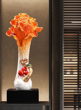 大号白菜百财如意竖高摆件入户玄关客厅电视柜办公室招财装饰乔迁