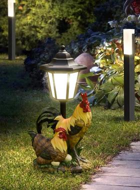 跨境新款太阳能六角花园灯动物庭院摆件牧场公园户外花坛装饰灯