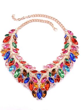 Accessories Exaggerated Mixed Color Gemstone Full Diamond La