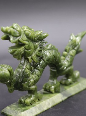 天然玉石龙摆件招财客厅办公室旺财青龙工艺品玉器大小号家居摆设