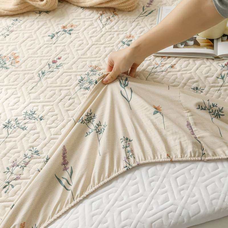 全棉夹棉床笠纯棉印花小清新床笠罩席梦思床垫保护床笠保护套,淘宝优惠券,粉丝福利购,淘宝优惠卷