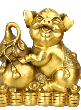 朴器 铜聚宝盆猪摆件铜如意猪铜葫芦猪铜金钱猪铜元宝猪铜猪摆件