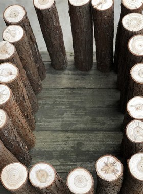 直销天然树木杉木干树段树桩装饰树干杉木杆枯树杆真婚庆园林圆木