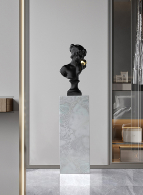 天然大理石艺术雕塑台底座基座落地摆设客厅家居装饰工艺品摆件