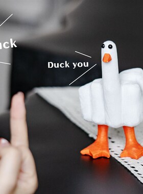 亚马逊新款Duck You创意中指鸭装饰品摆件中指雕像树脂工艺品摆件