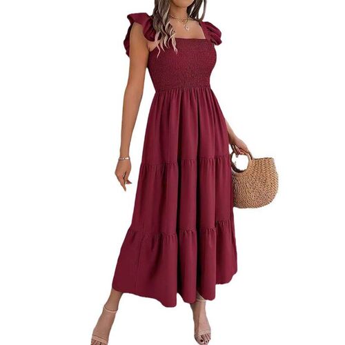 Summer 2025 Europe and America Solid Color Square Collar Ruf - 图2