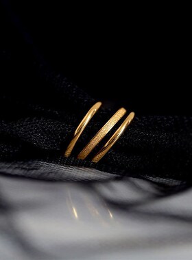 Titanium steel Sansheng III frosted index finger ring female