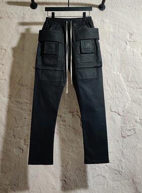 Men Oil wax Denim Jeans Classic Gothic Mens Coated Summer S