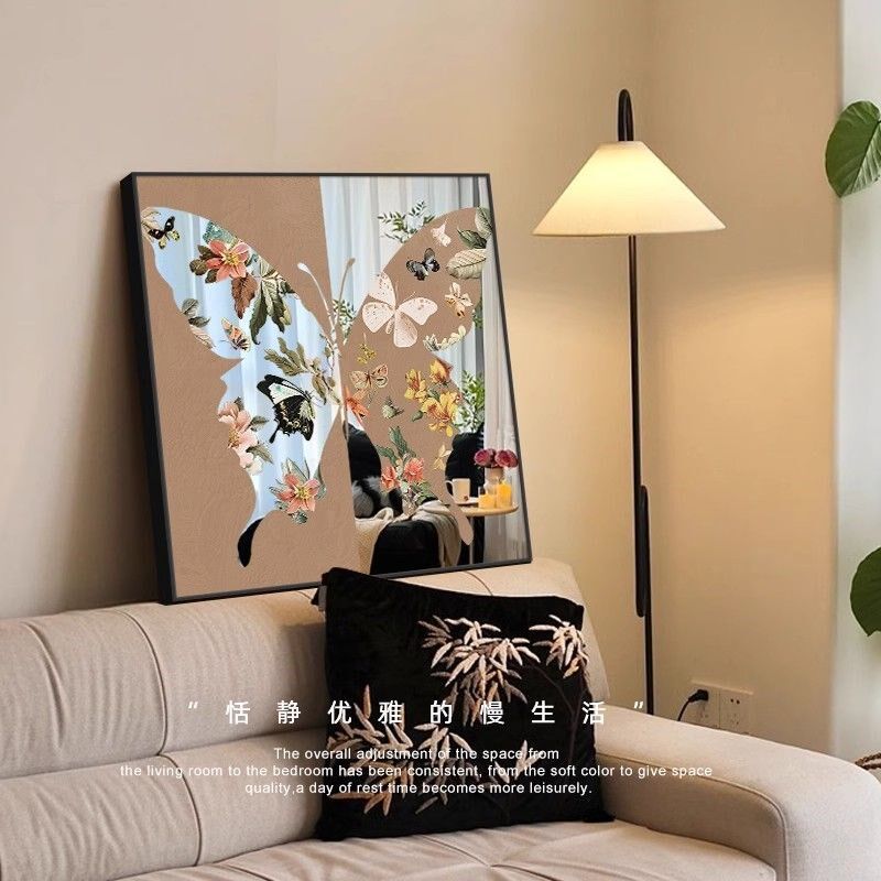 法式复古风客厅装饰画镜子高级感沙发背景墙面挂画蝴蝶桌面摆件画,淘宝优惠券,粉丝福利购,淘宝优惠卷