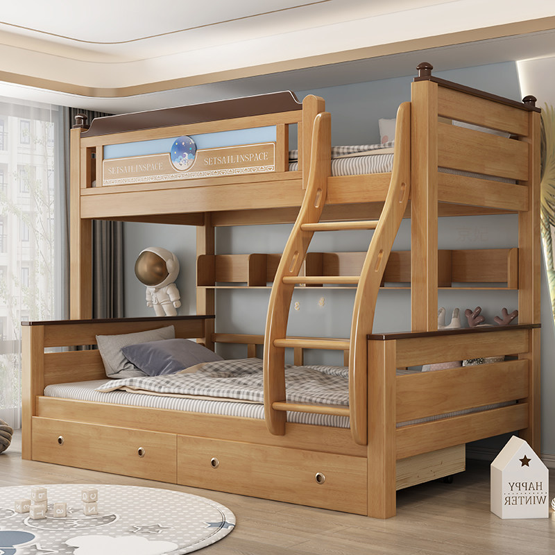 子母床上下床层全实木床儿童房爬梯可拆分小户型省空间高低床铺,淘宝优惠券,粉丝福利购,淘宝优惠卷
