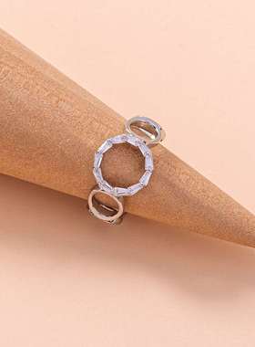 Accessories fashion simple opening geometric circle zircon r