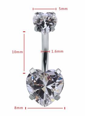 Heart Crystal Belly Button Rings Belly Bar Navel Piercing Je