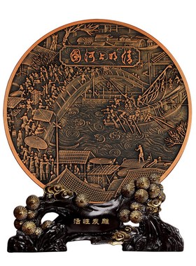 清明上河图工艺品赏盘家居客厅摆件酒柜电视柜博古架展示柜装饰品