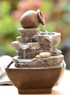 迷你可爱的创意家里家居假山流水喷泉客厅摆设小装饰品摆件工艺品
