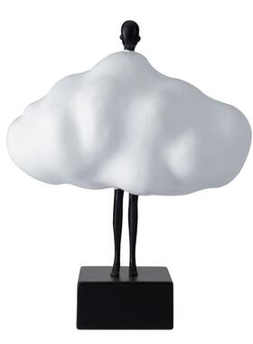 现代约白色装云朵人物摆件金属底座售楼简处GD-A531台样板房家前